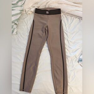 ALO Yoga Taupe Leggings with Black Stripes